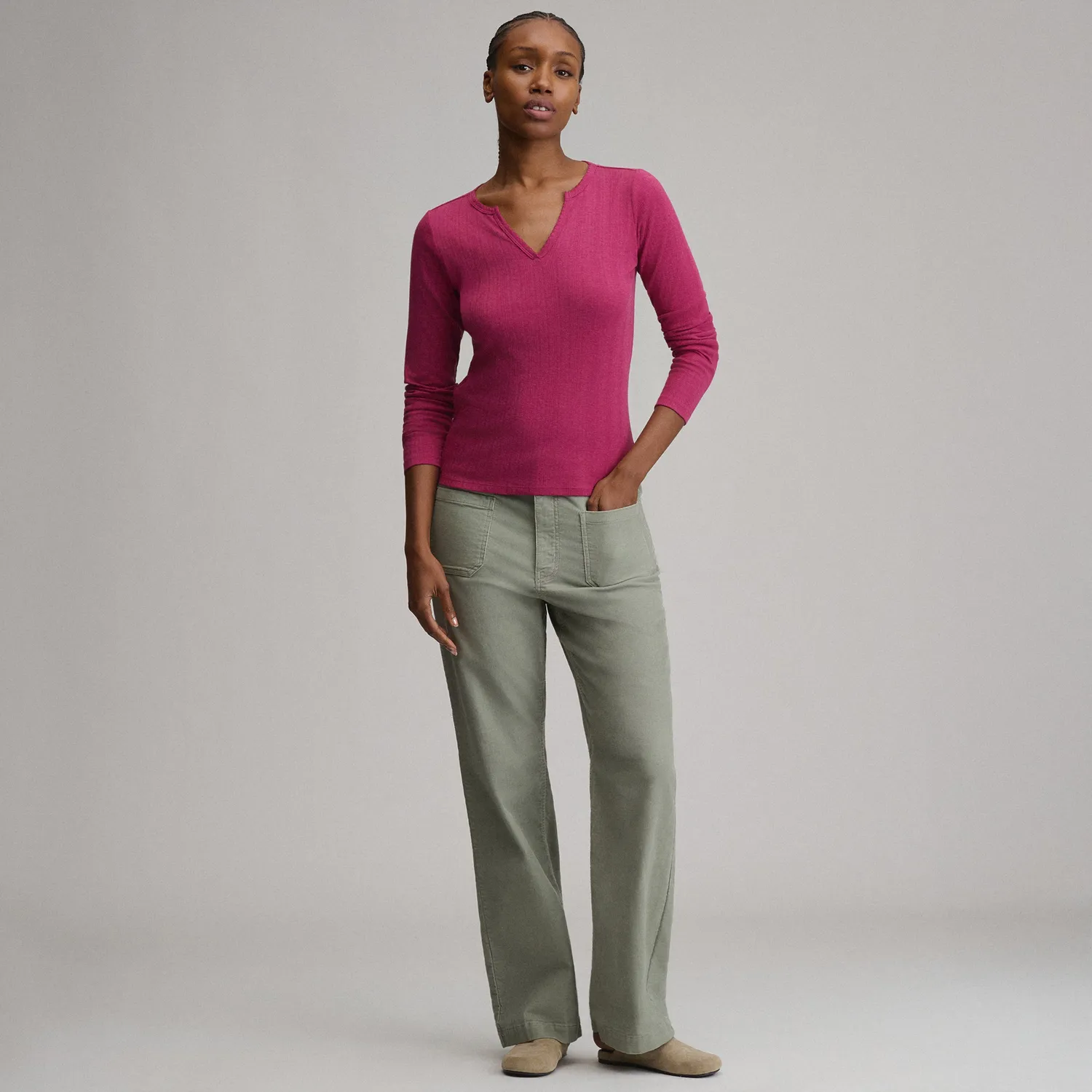 Eddie Bauer Pointelle bluza albastra dama M