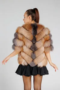 Mareus 373 haină blană vulpe damă maro Brown Frost 60cm