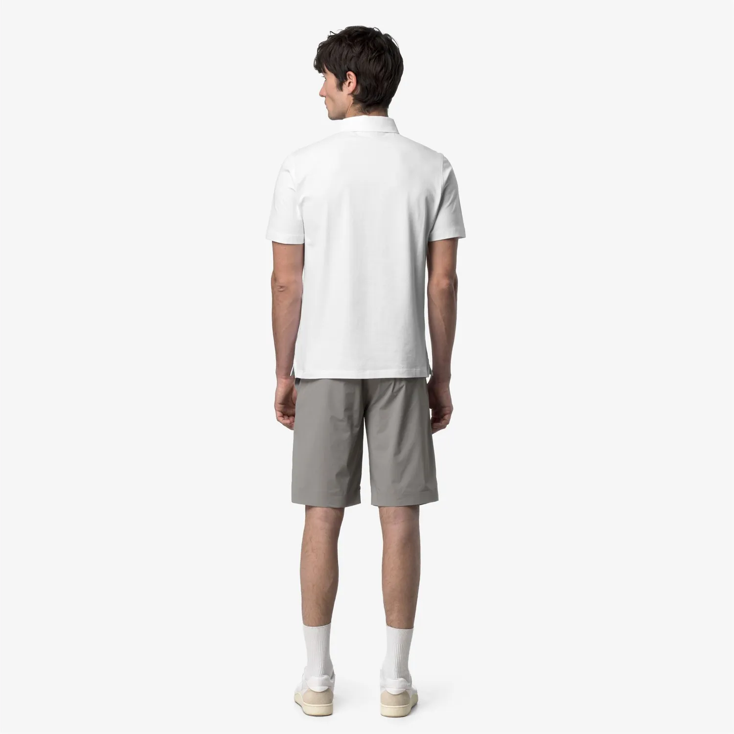 K-Way Vanoine polo barbati alb slim din jerseu stretch
