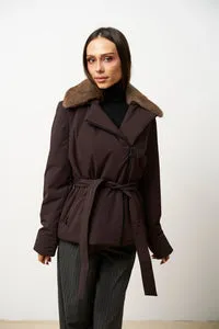 Mareus Fabrica de Blanuri Deep Plum 630 geaca fas cu blana vizon