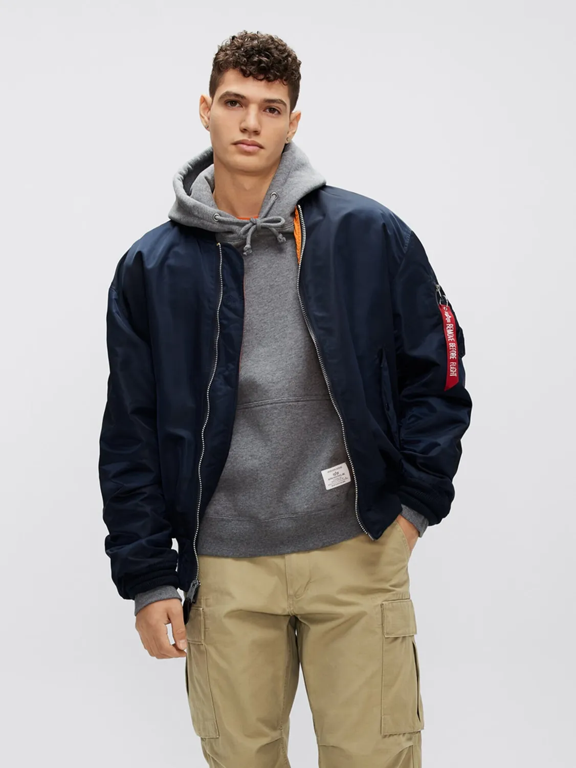 Alpha Industries L-2B Loose geaca bomber negru nailon