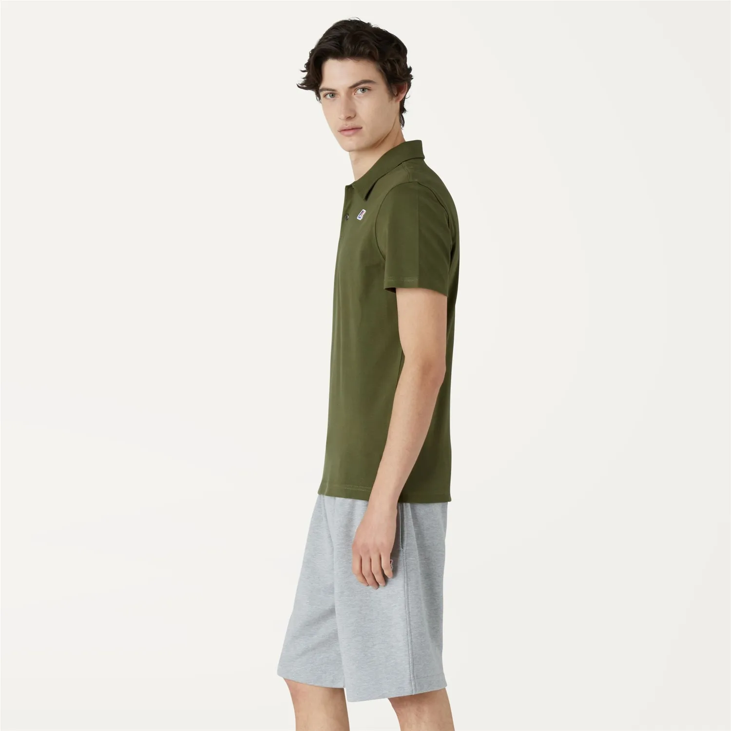 K-Way Gregoire Tape polo bărbați verde militar bumbac