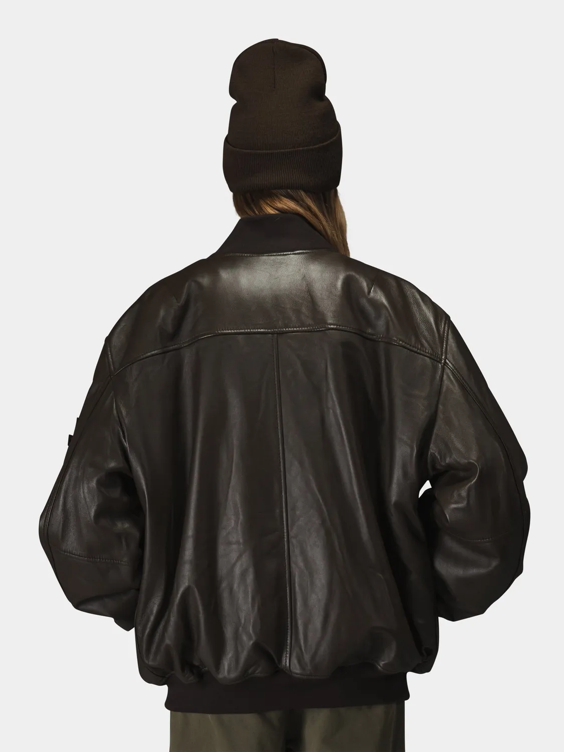 Alpha Industries MA-1 Leather Bomber geacă espresso piele napa