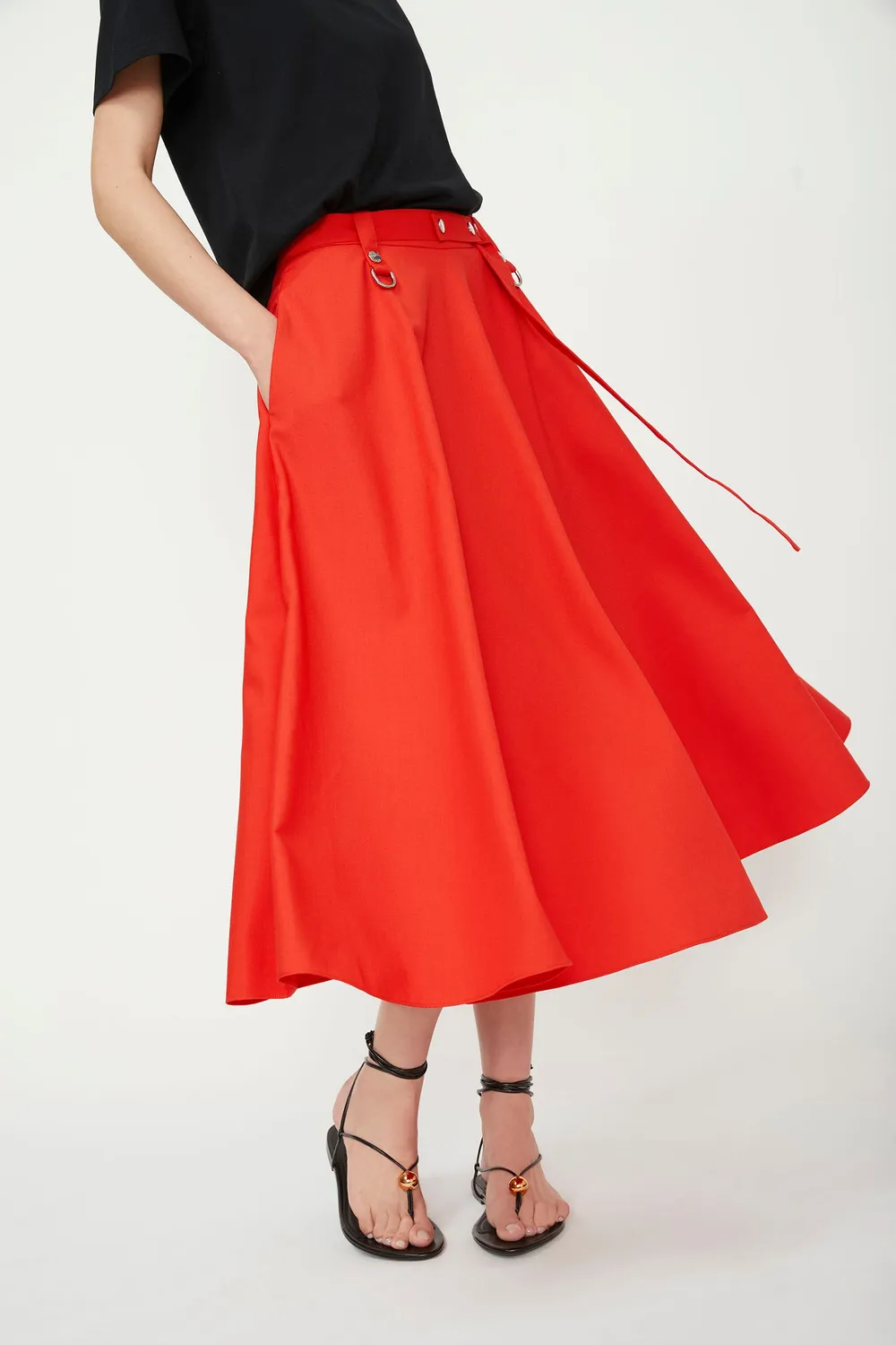 Isabelle Blanche Skirt fustă cloș tangerine metalizată