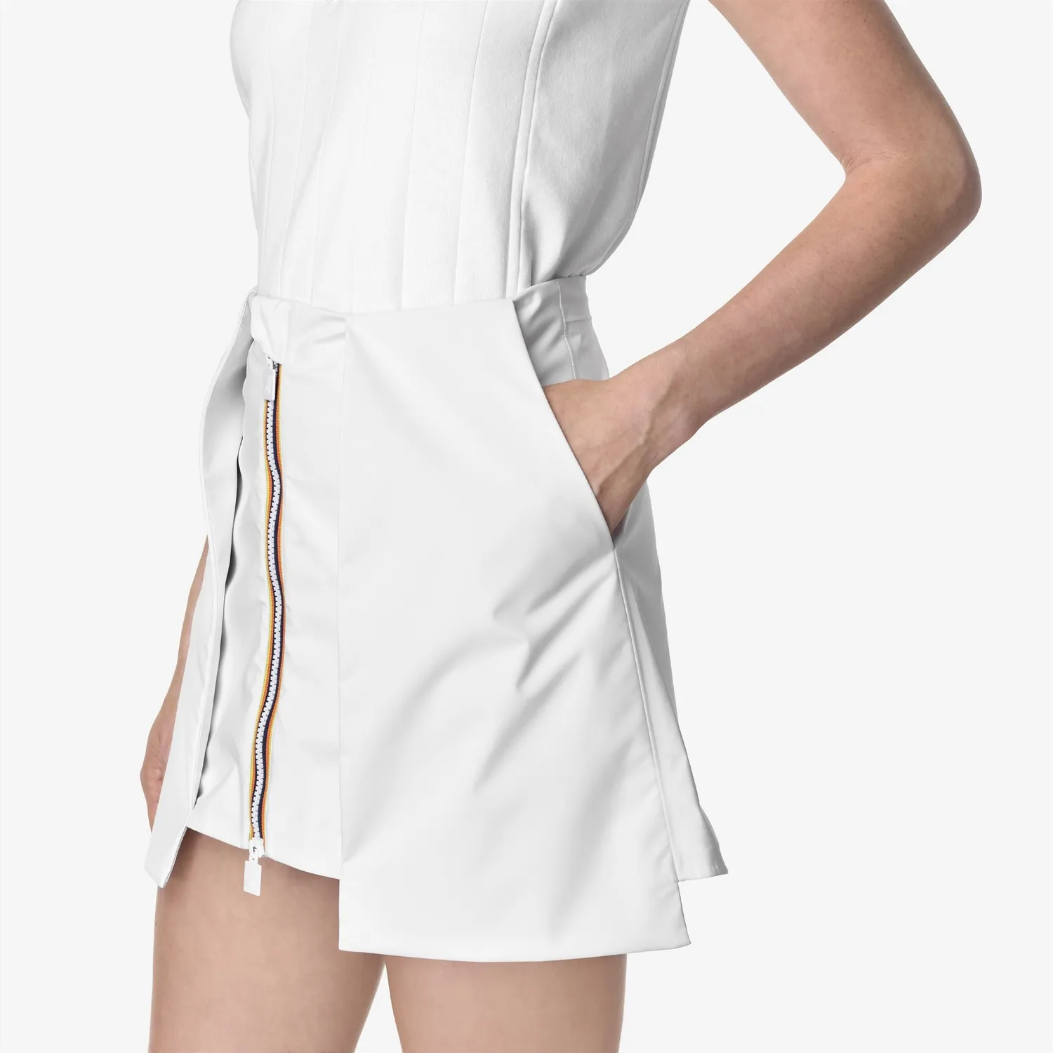 K-Way Shokiel Pockets Bonded Jersey fusta alba impermeabila