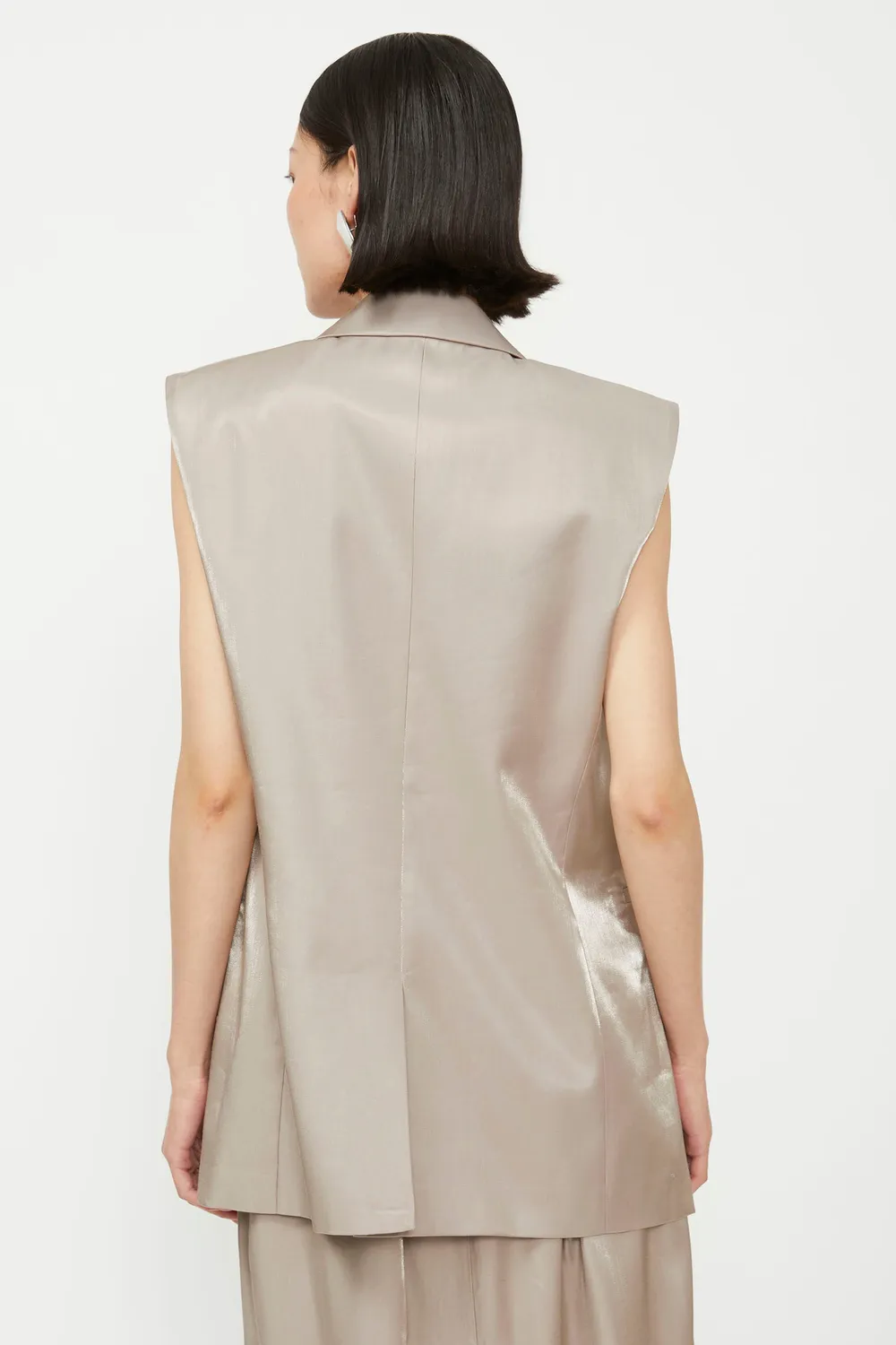 Isabelle Blanche Blazer sacou damă taupe satinat