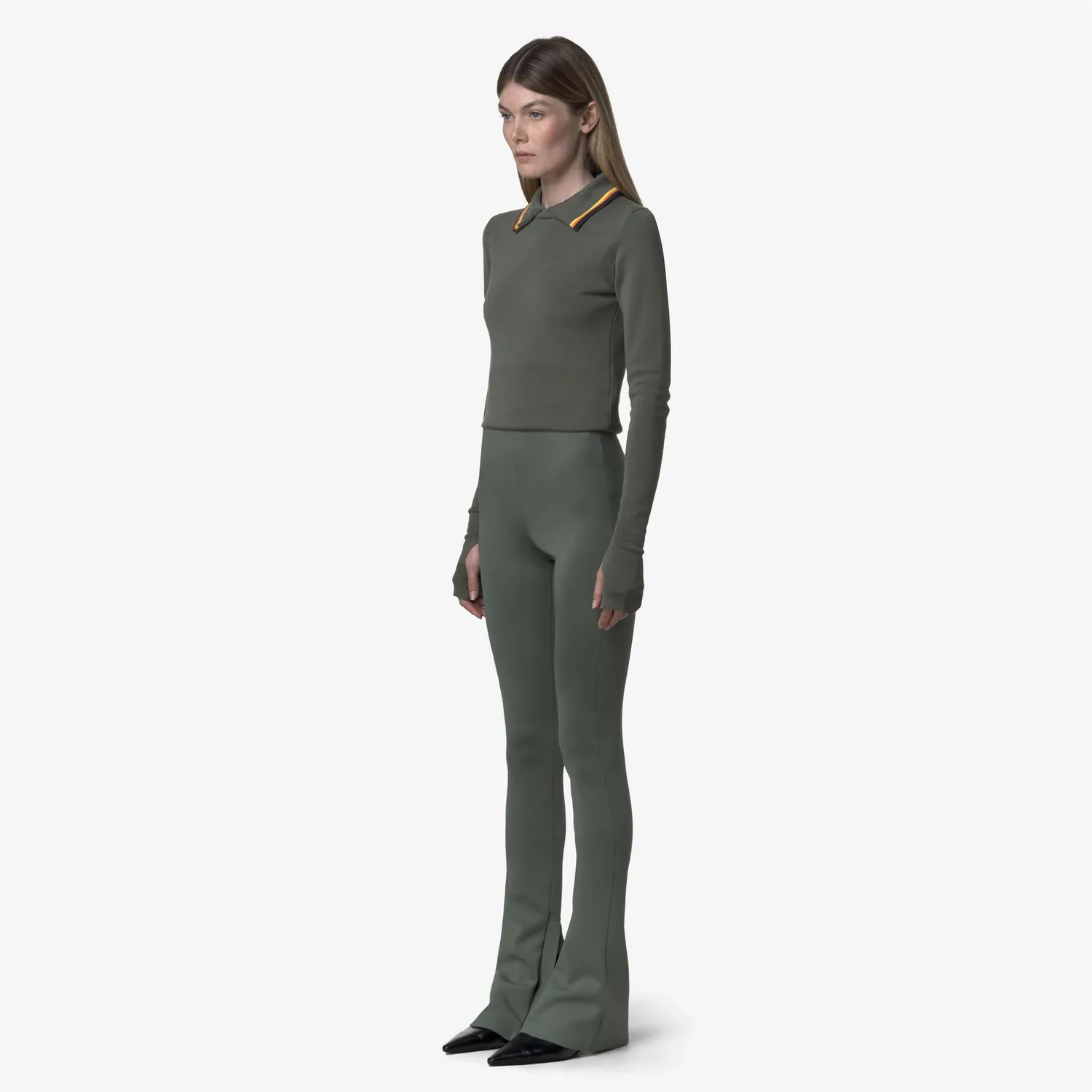 K-Way Flaggy Scuba K81459W pantaloni verzi elastici