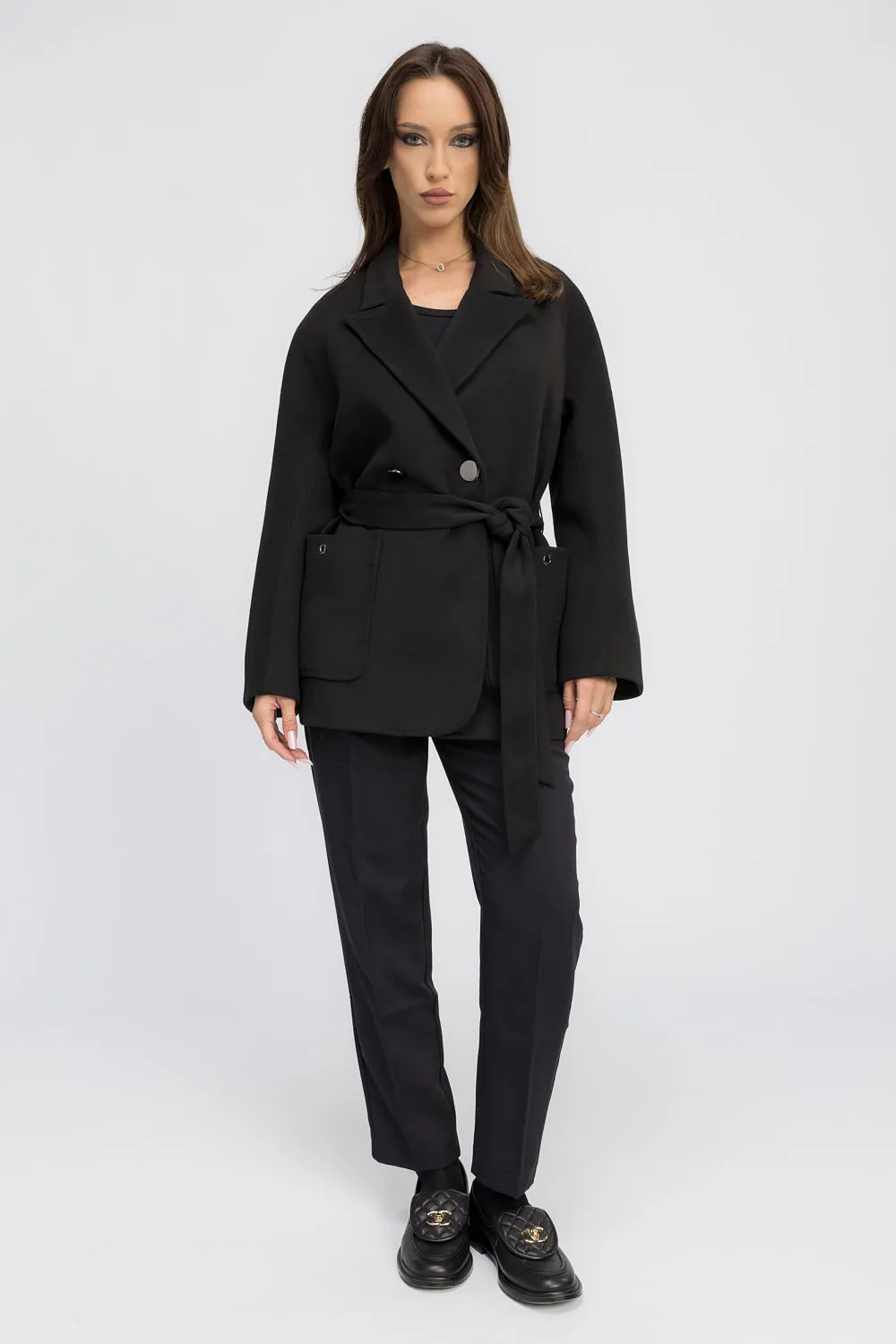 Mareus 452 palton cașmir negru Noir Elegance 75 cm