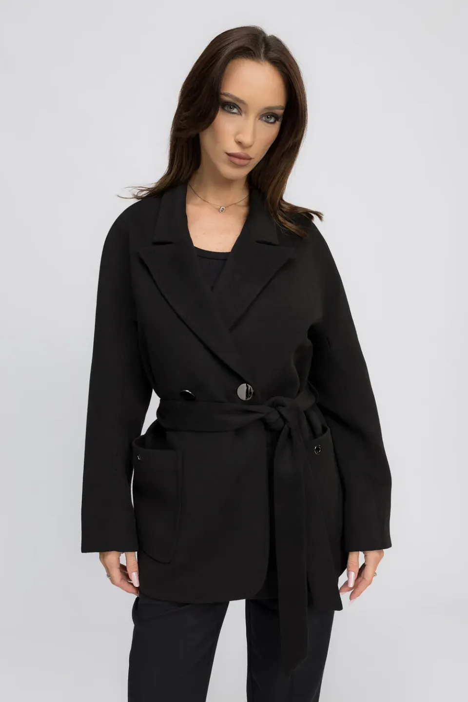 Mareus 452 palton cașmir negru Noir Elegance 75 cm