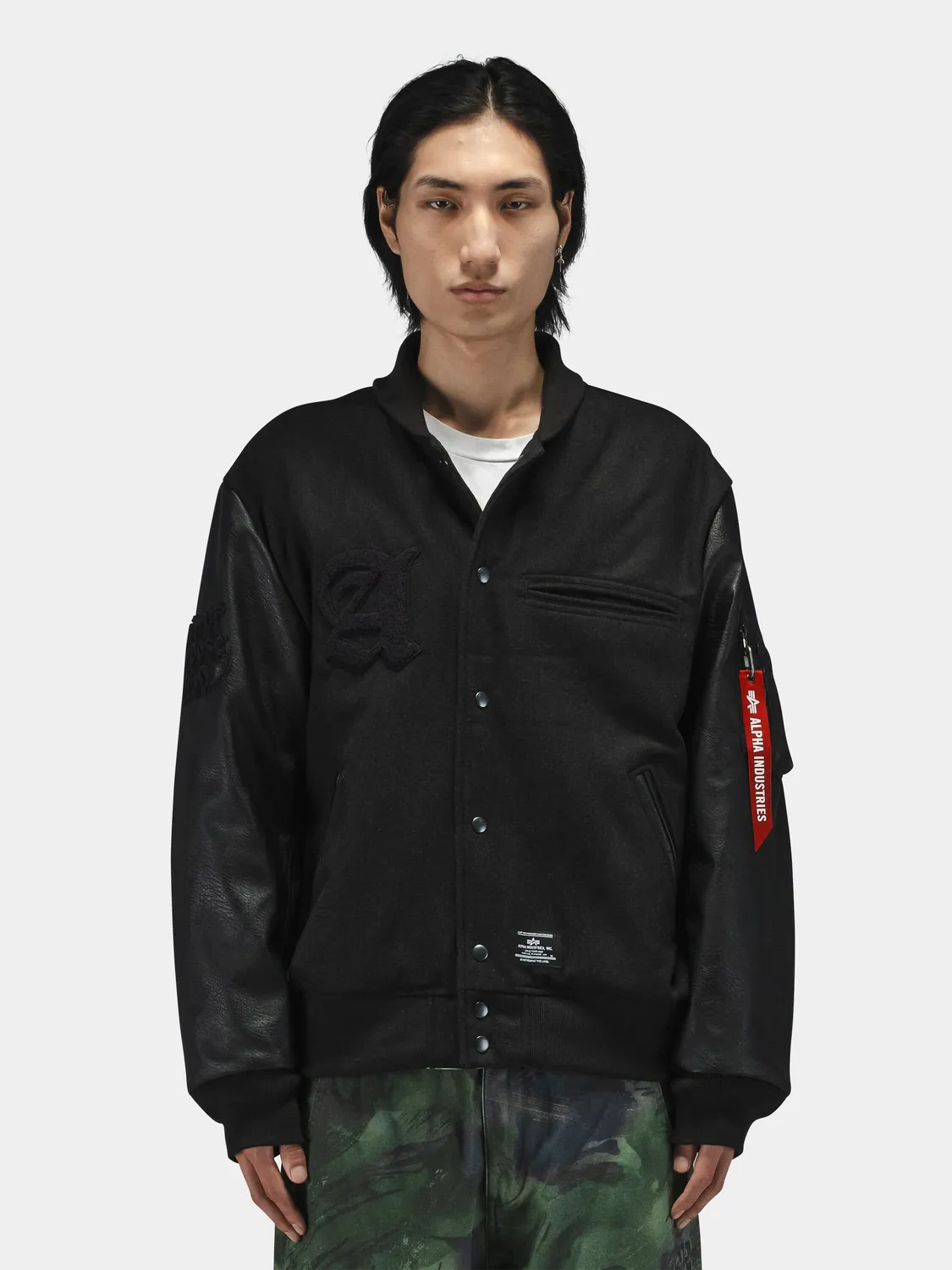 Alpha Industries Letterman geaca neagra lana