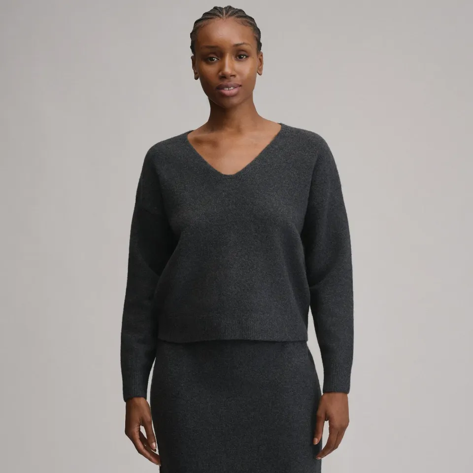 Eddie Bauer V-Neck pulover dama Charcoal Heather calduros