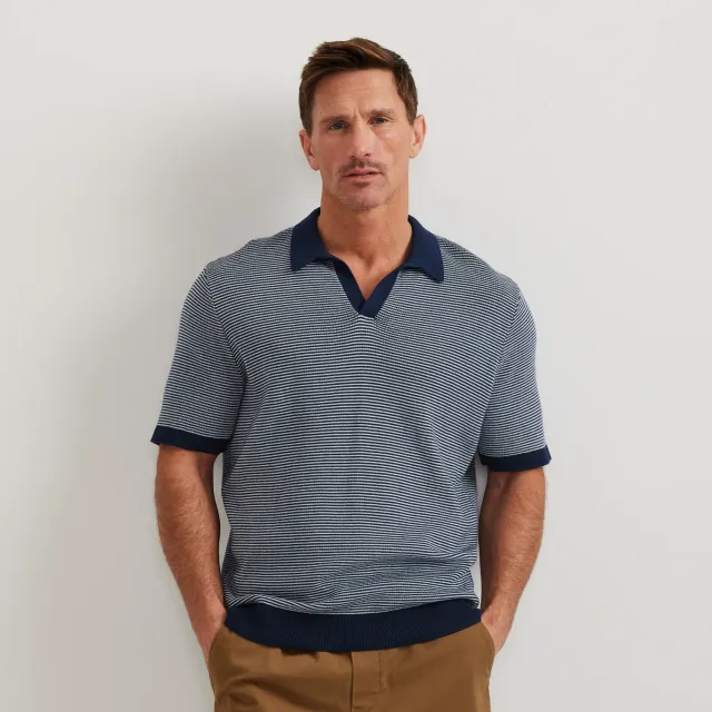 Eddie Bauer Polo Sweater tricou polo bleumarin cu dungi