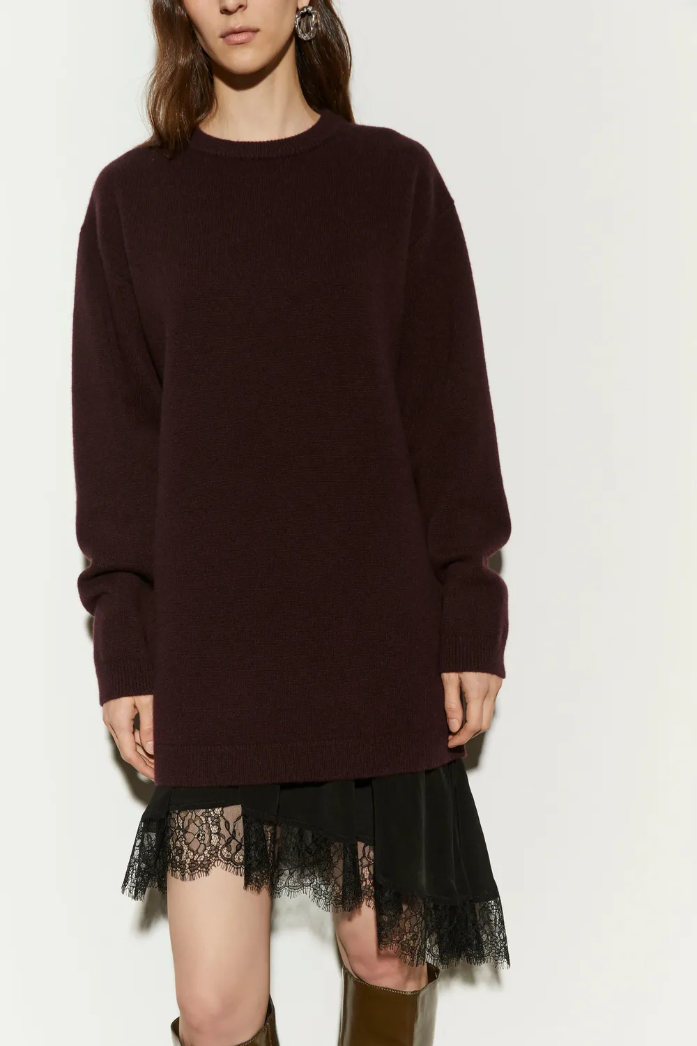 Isabelle Blanche Dress rochie tricotată neagră dantelă