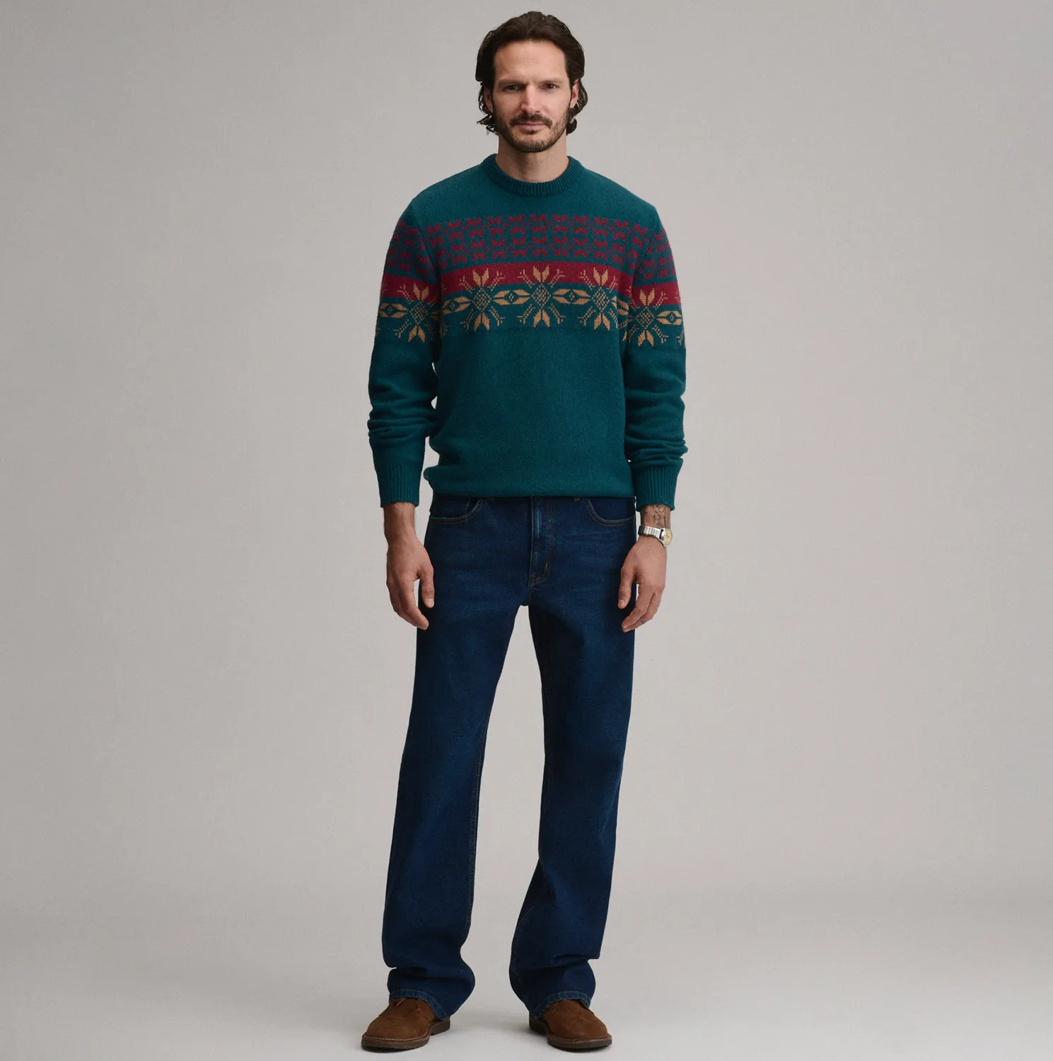 Eddie Bauer Holiday Jacquard pulover Chili festiv