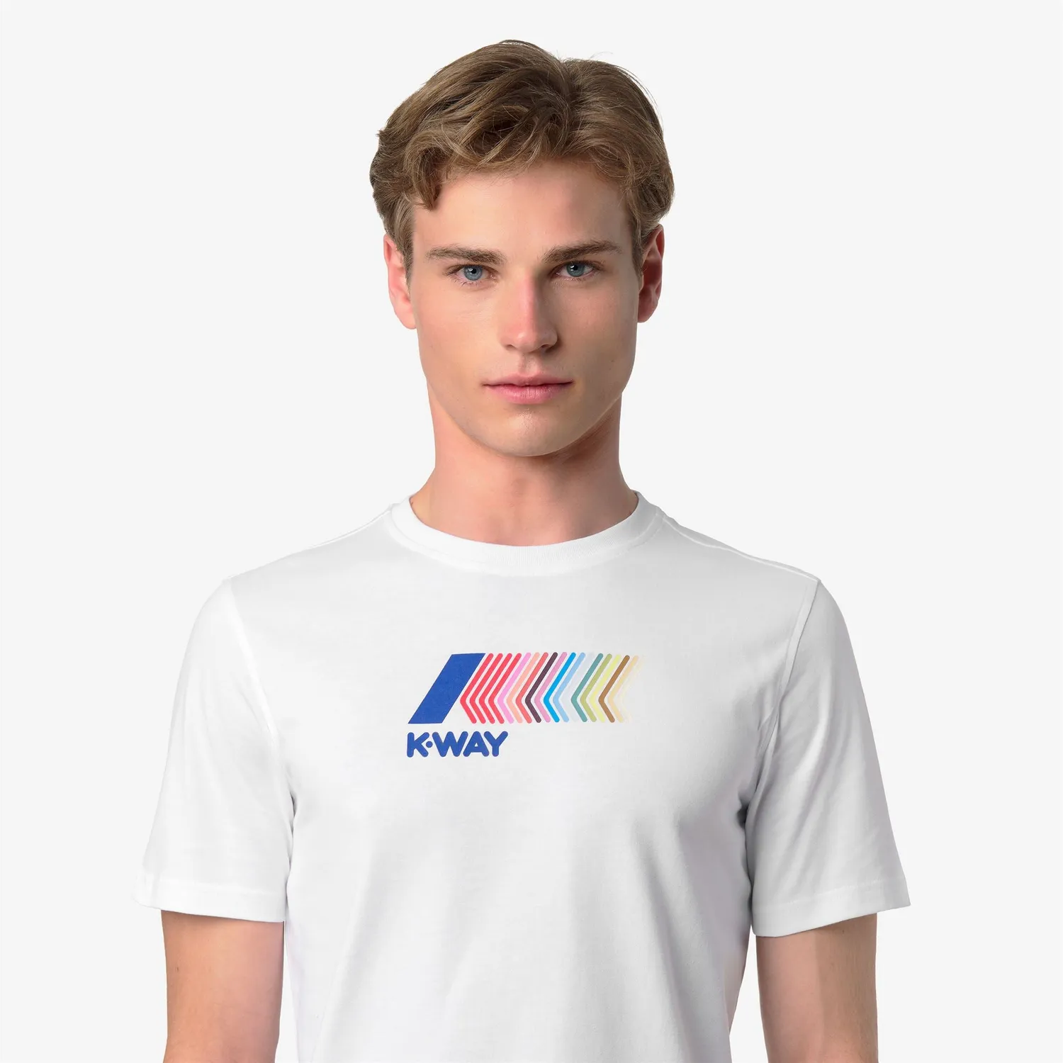 K-Way Odom Iconic Front tricou barbati alb slim bumbac