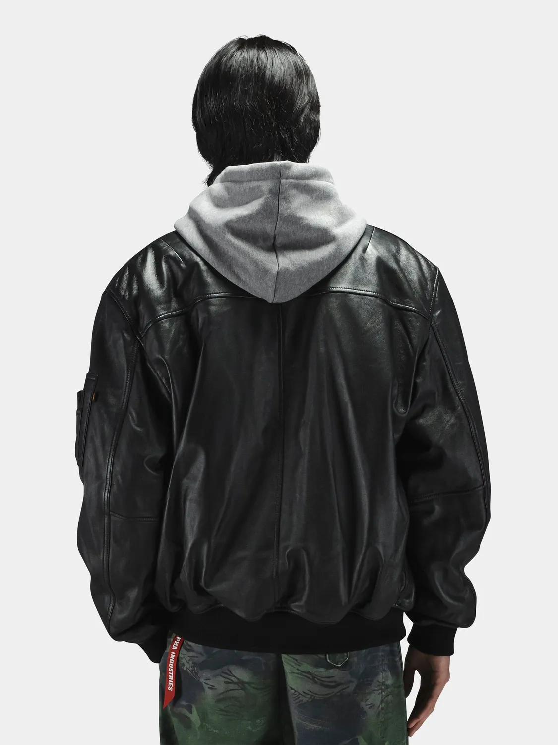 Alpha Industries MA-1 Leather Bomber geacă piele neagră călduroasă