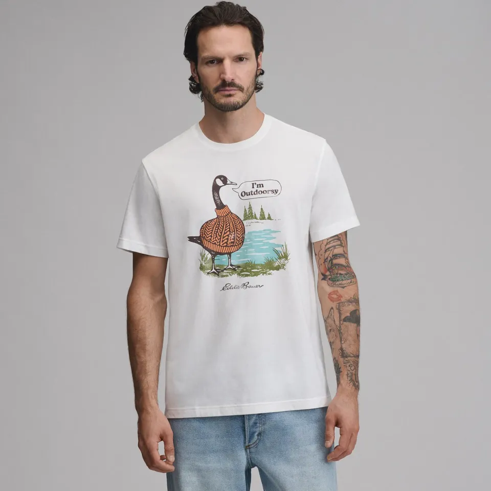 Eddie Bauer EB Outdoorsy Goose tricou Ivory bumbac