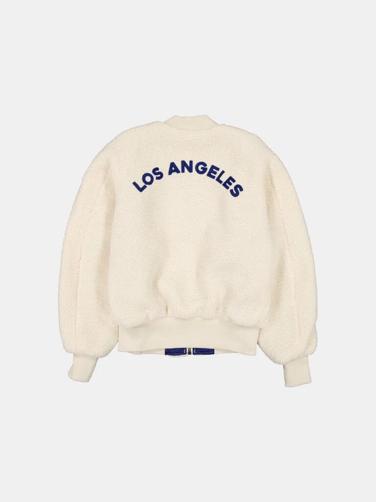 Alpha Industries MA-1 Dodgers geaca bomber dama cream sherpa