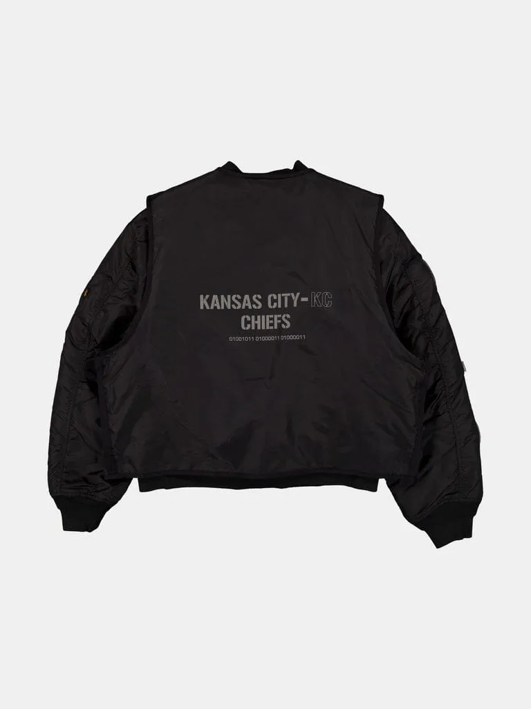 Alpha Industries MA-1 Chiefs vesta bomber neagra 2in1 rezistenta ploaie