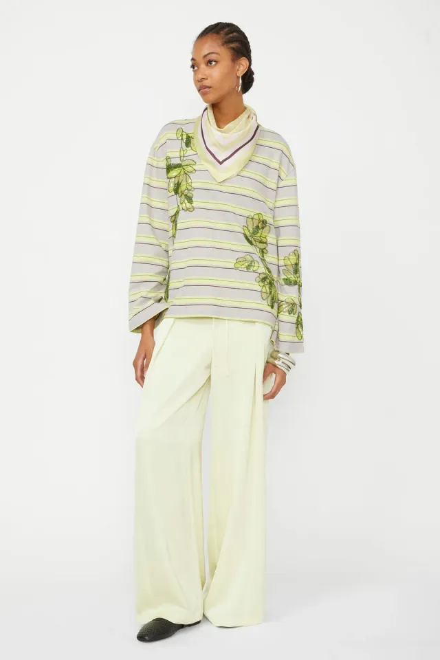 Isabelle Blanche tricou dungi bumbac limonade
