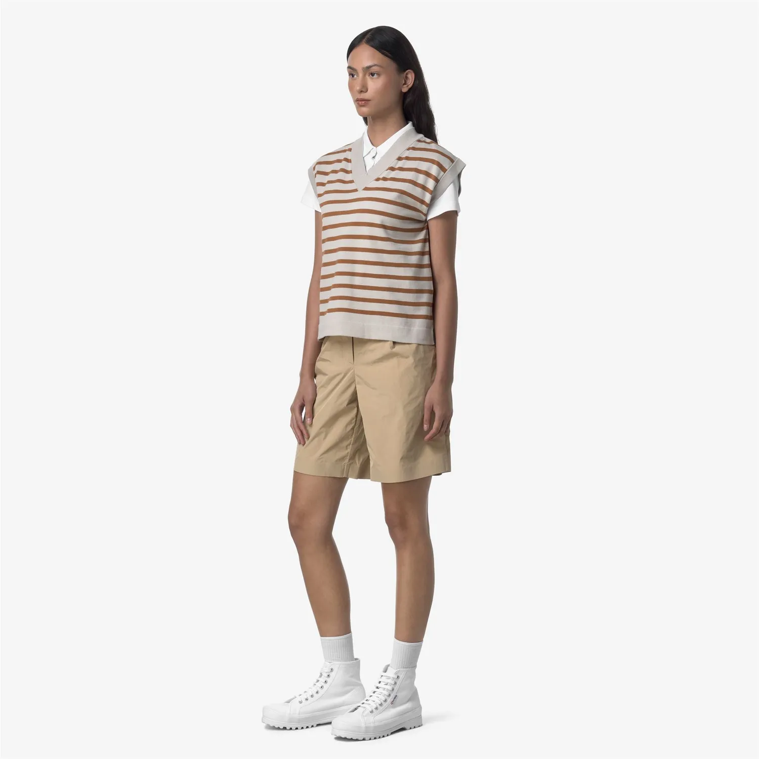 K-Way Allen Peach pantaloni scurti dama bej microfibra