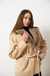 Mareus Pastel 714 palton casmir Pastel cu vizon