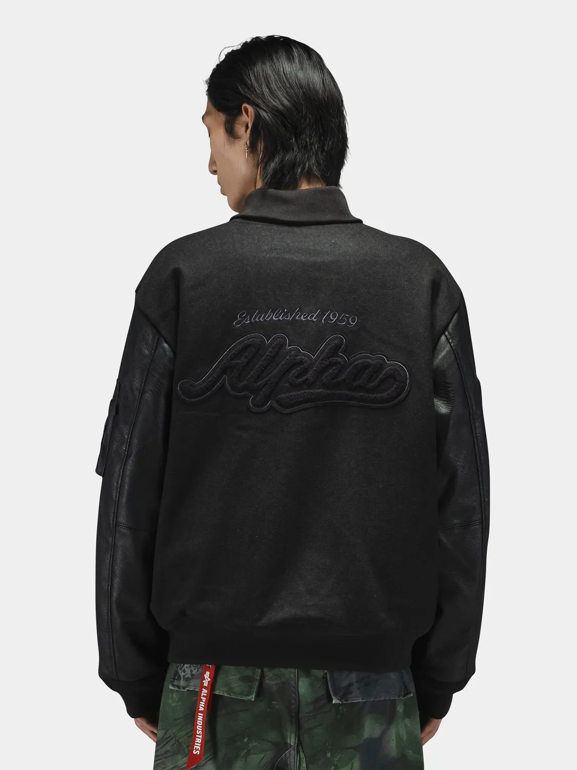 Alpha Industries Letterman geaca neagra lana