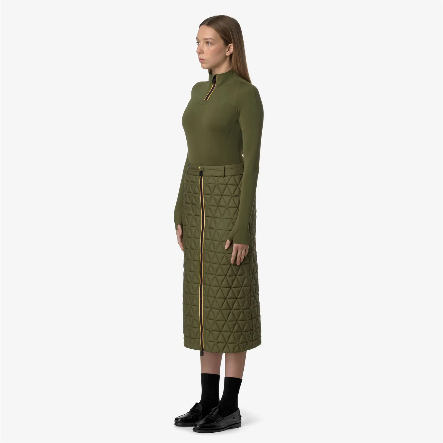 K-Way Tech Thermo Light Maralie fusta lunga Green Winter matlasata
