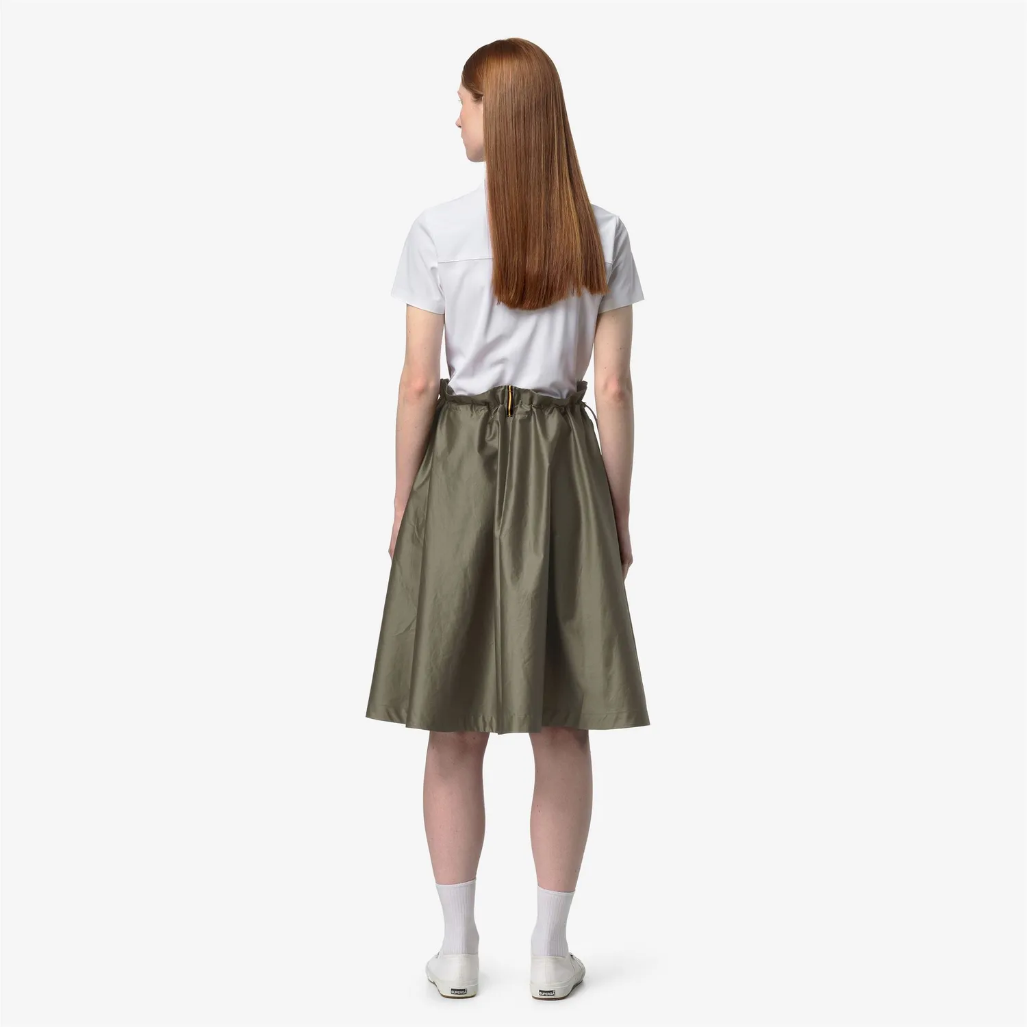 K-Way Gaelal Shiny Cotton fustă damă verde satinată