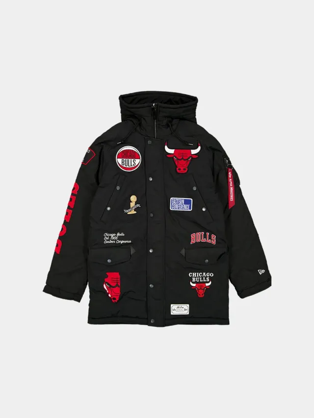 Alpha Industries Chicago Bulls N-3B parkă neagră groasă