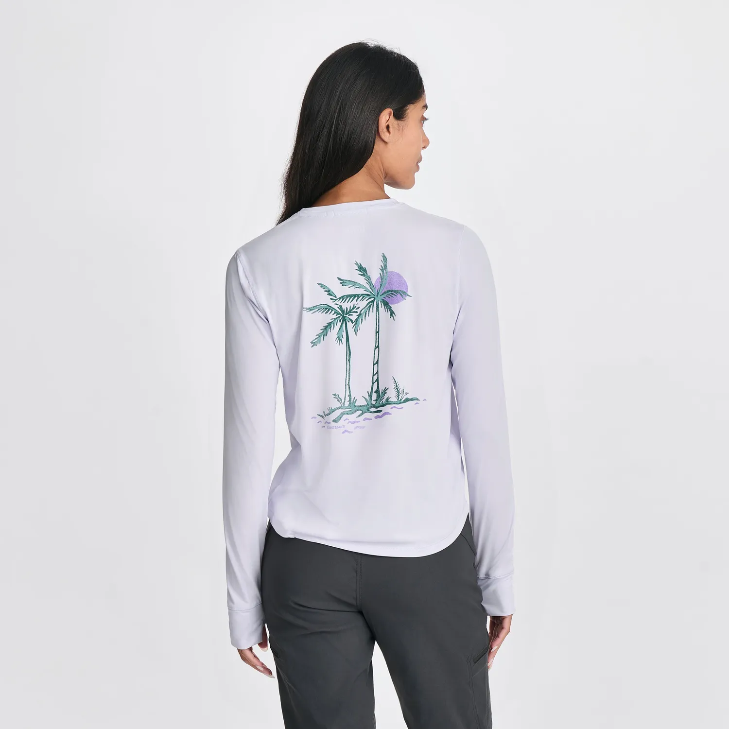 Eddie Bauer Solarfoil Pullover Print bluza alba protectie UV