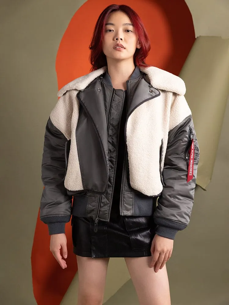Alpha Industries B-15 Sherpa geaca bomber dama gri calduros