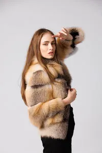 Mareus 244 haină blană vulpe canadiană Brown Frost