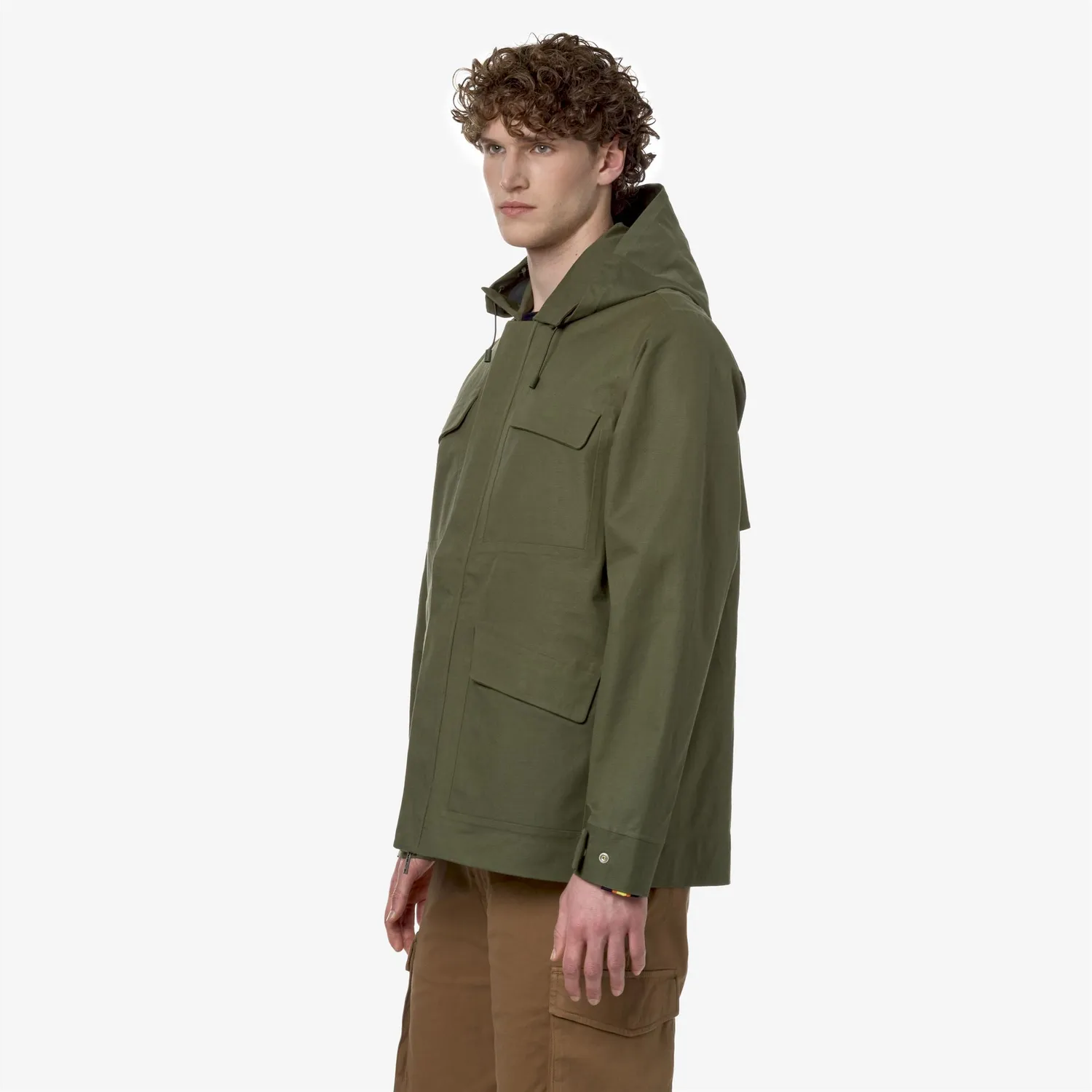 K-Way Erhal Linen Blend geaca barbati Green Cypress impermeabila