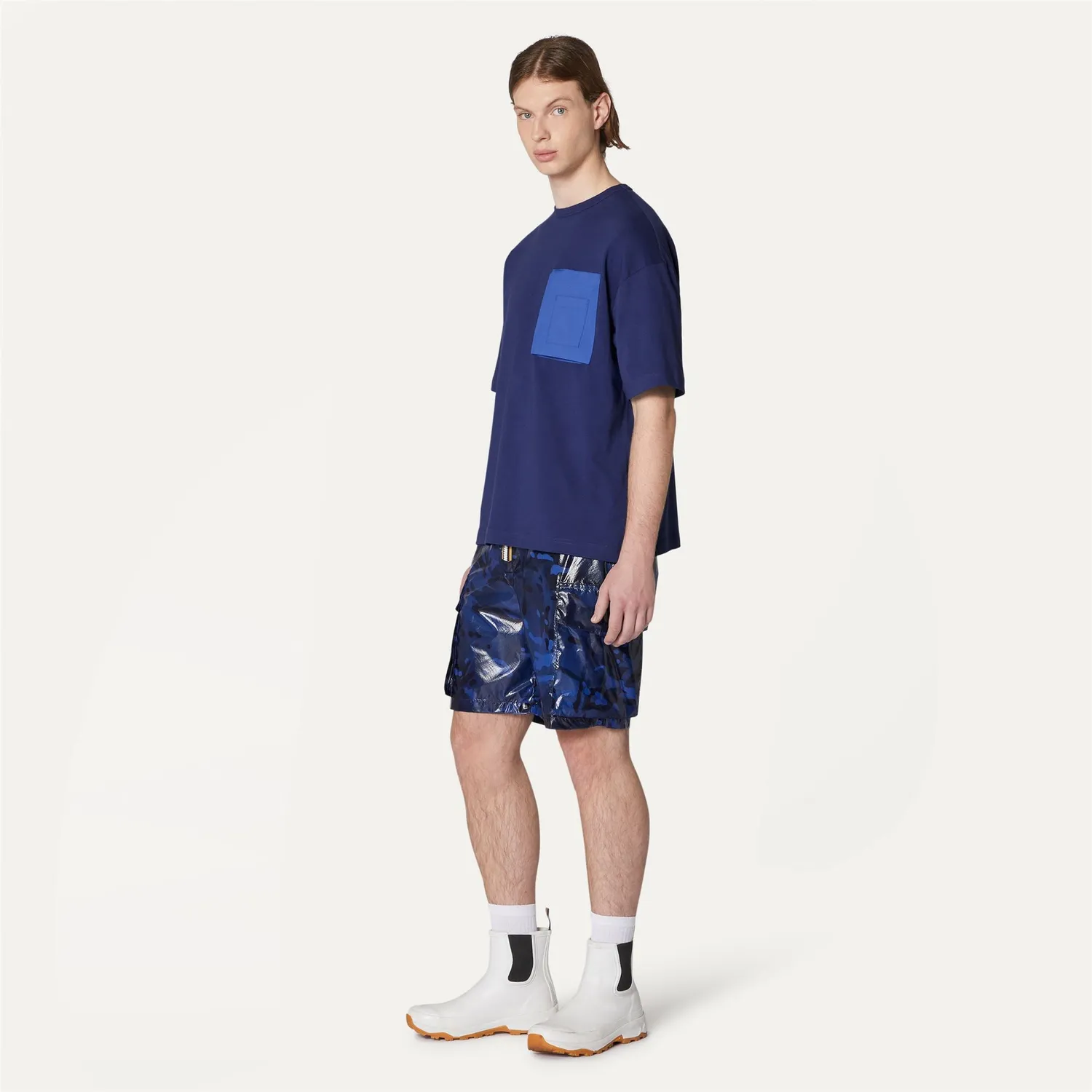 K-Way Leobem Camou pantaloni scurti cargo albastri impermeabili
