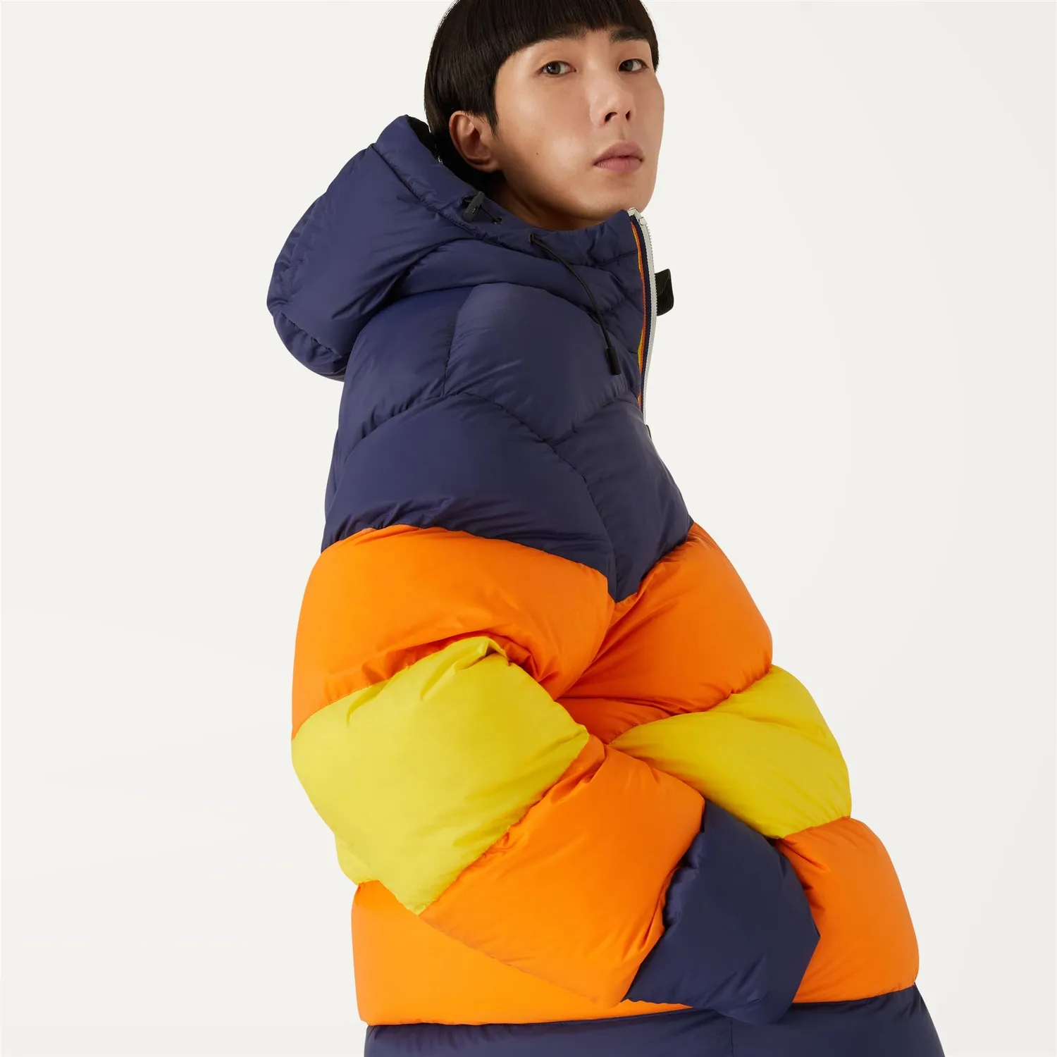 K-Way Eloi Double Wool Stripes geacă verde puf