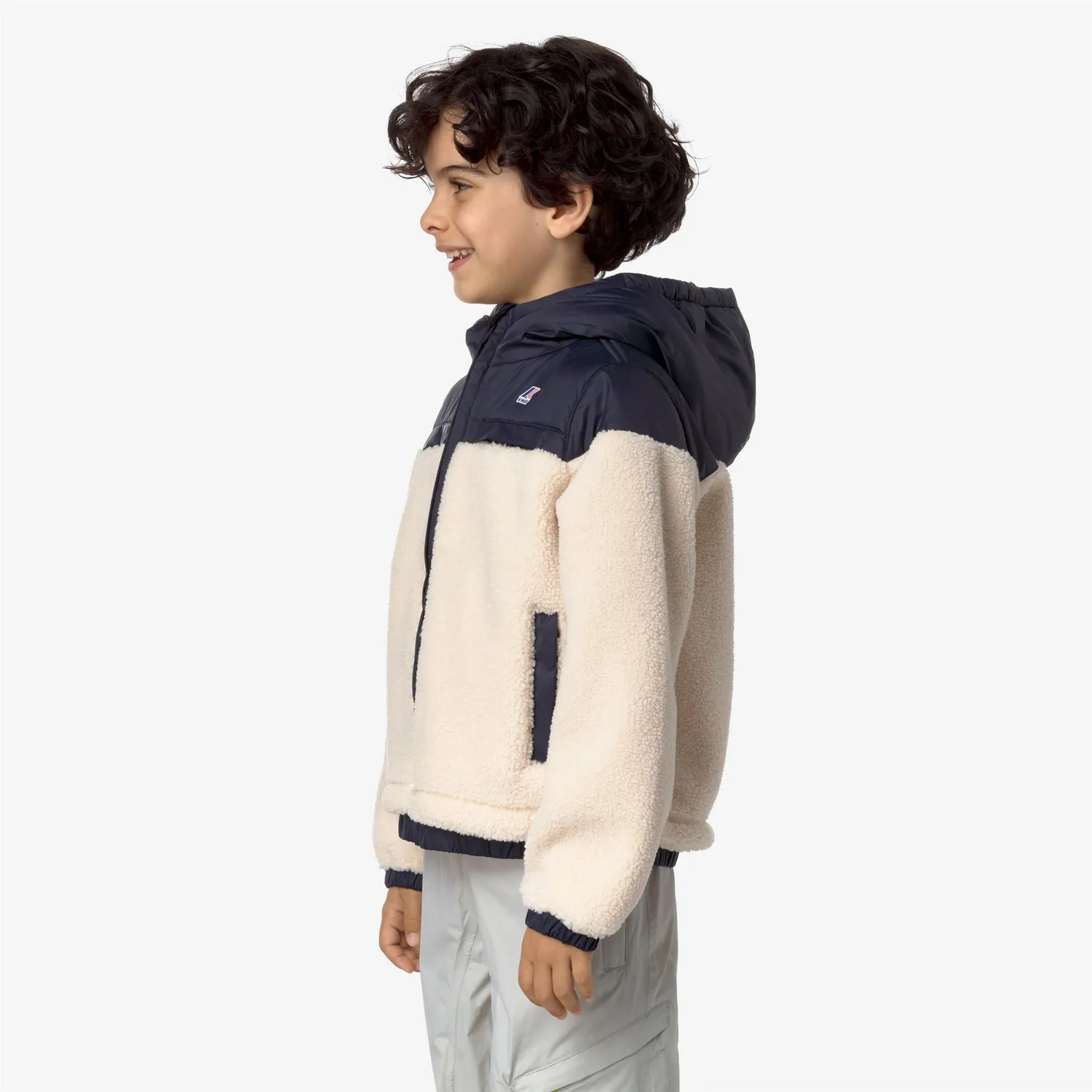 K-Way Jildaz Orsetto geaca fleece copii ecru-albastru calduroasa