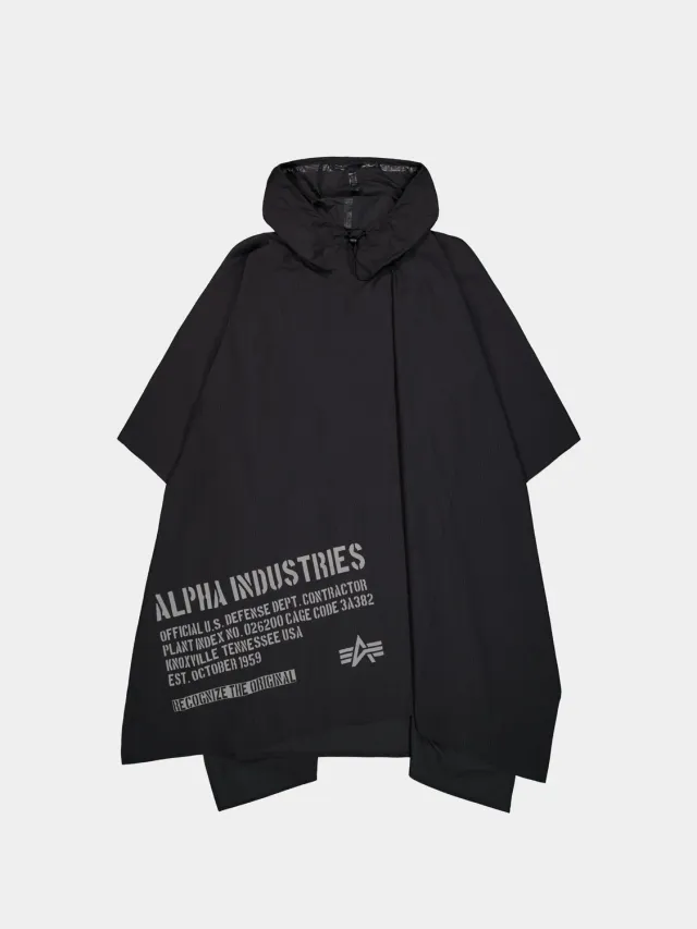 Alpha Industries Packable Rain Cape pelerina negru impermeabila