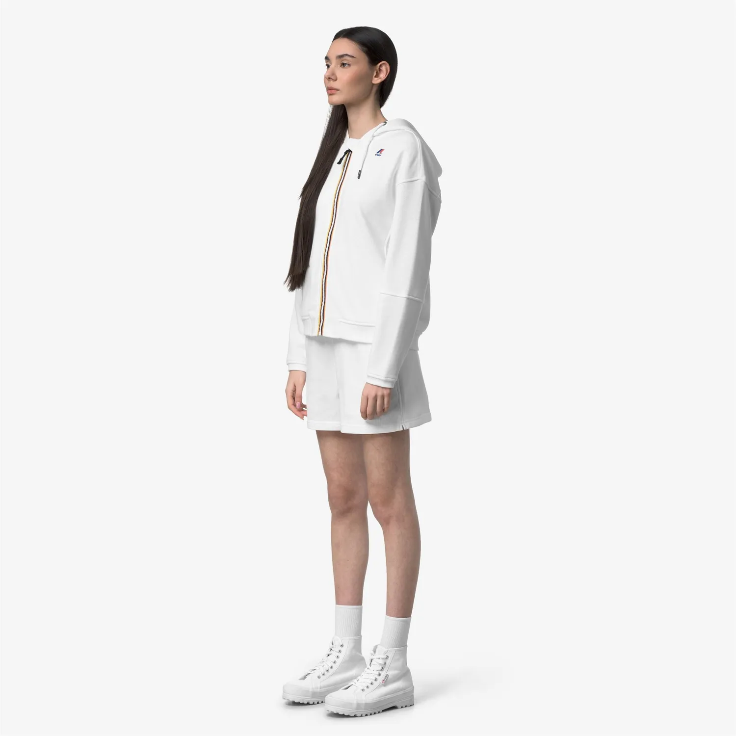 K-Way Lara Poly Cotton hanorac dama alb cu fermoar