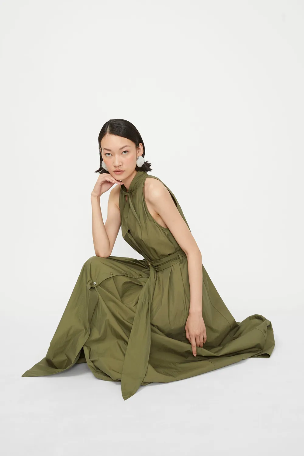 Rochie Isabelle Blanche lunga fara maneci verde chiparos