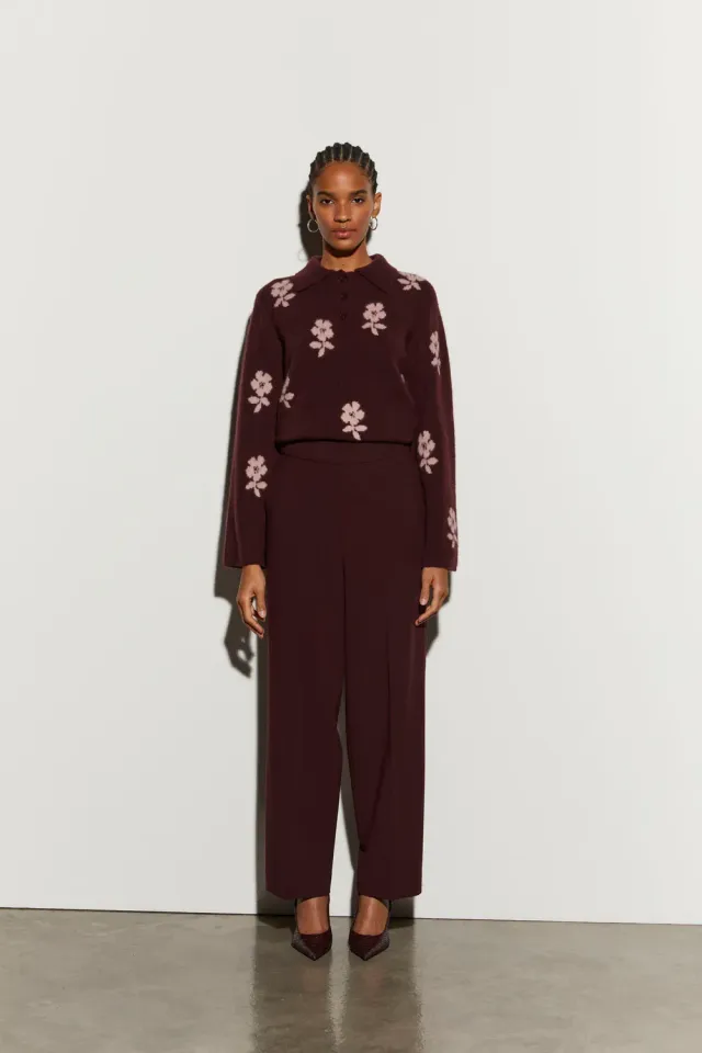 Isabelle Blanche pantaloni eleganti visinii din lana