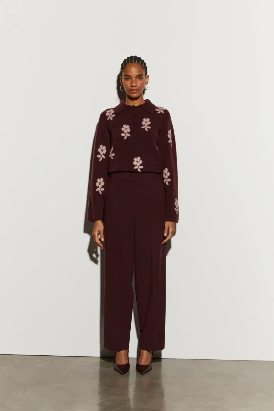 Isabelle Blanche pantaloni eleganti visinii din lana