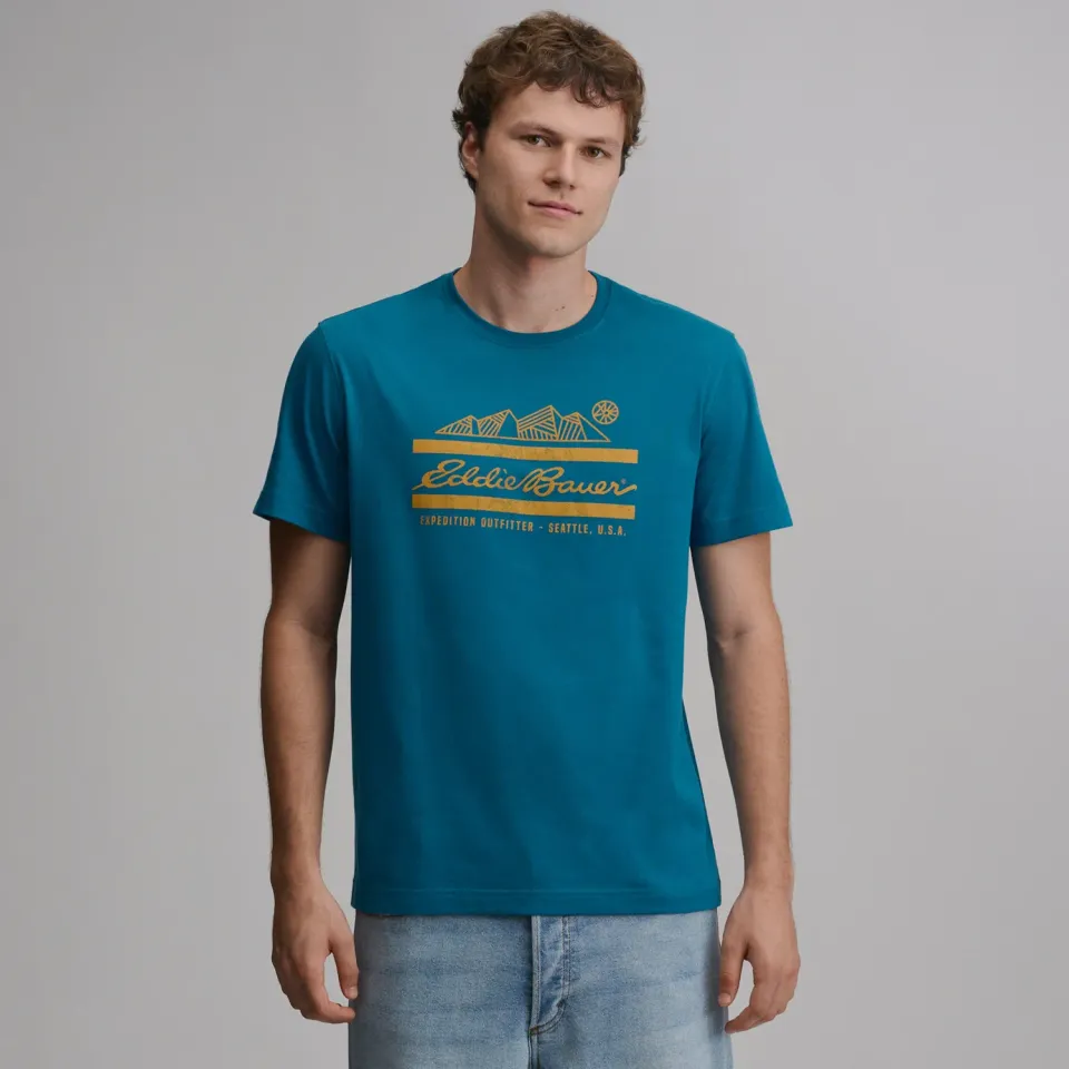 Eddie Bauer EB Script Signature tricou barbati Meridian Blue