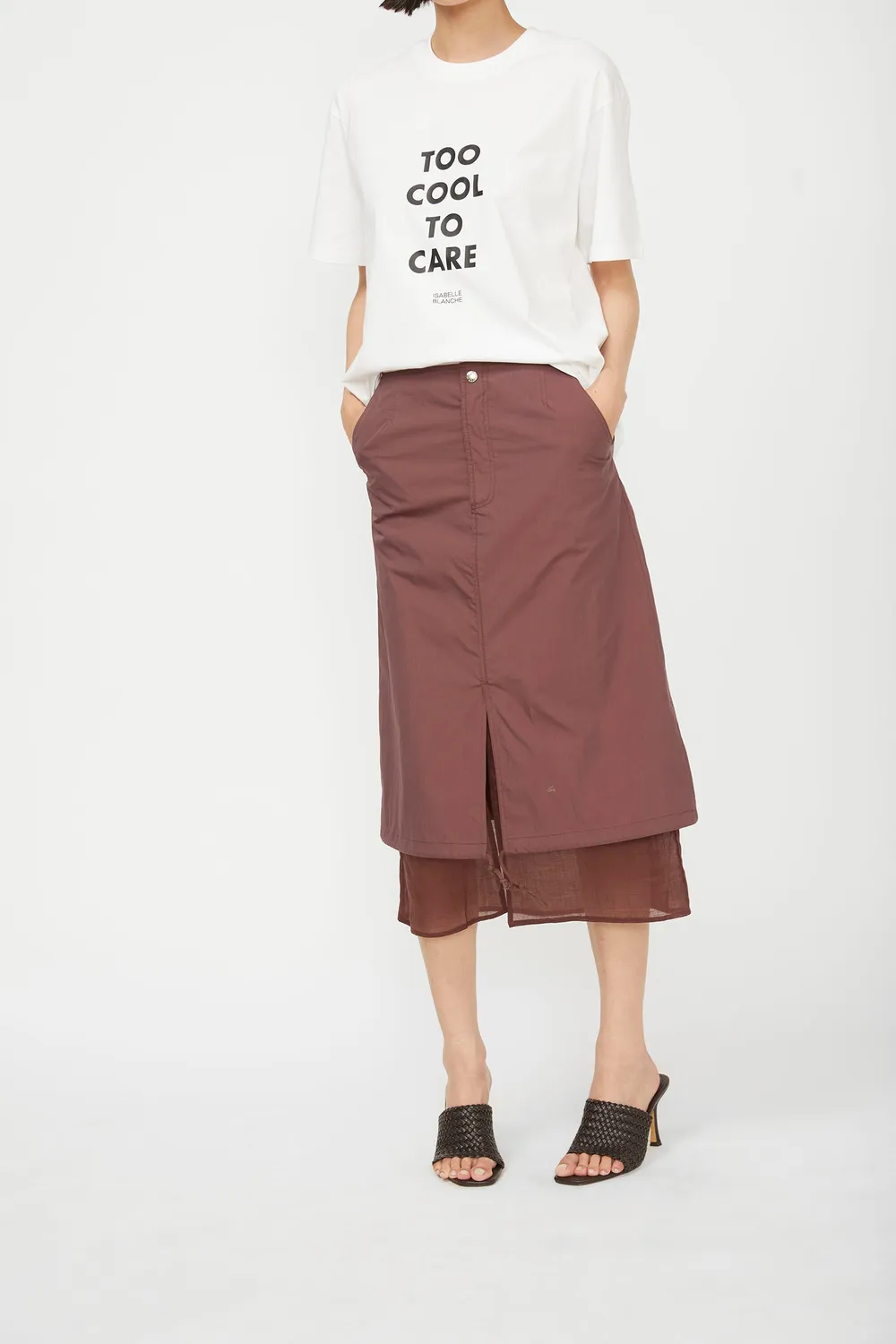 Isabelle Blanche fusta lunga royal brown in
