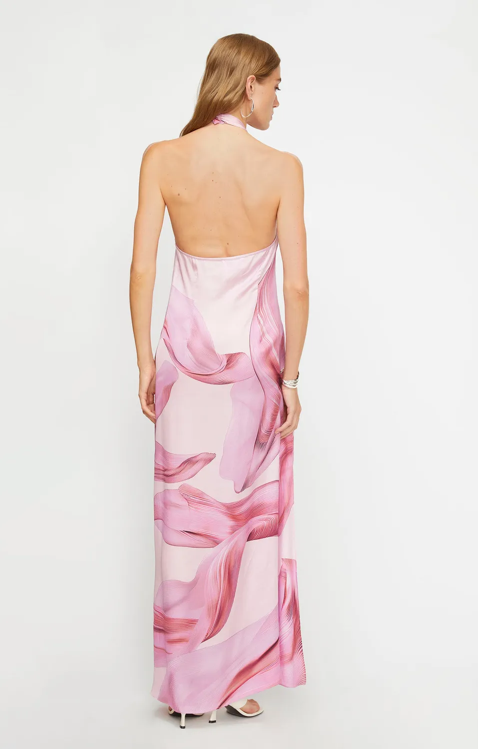 Isabelle Blanche rochie lungă satin roz arctic
