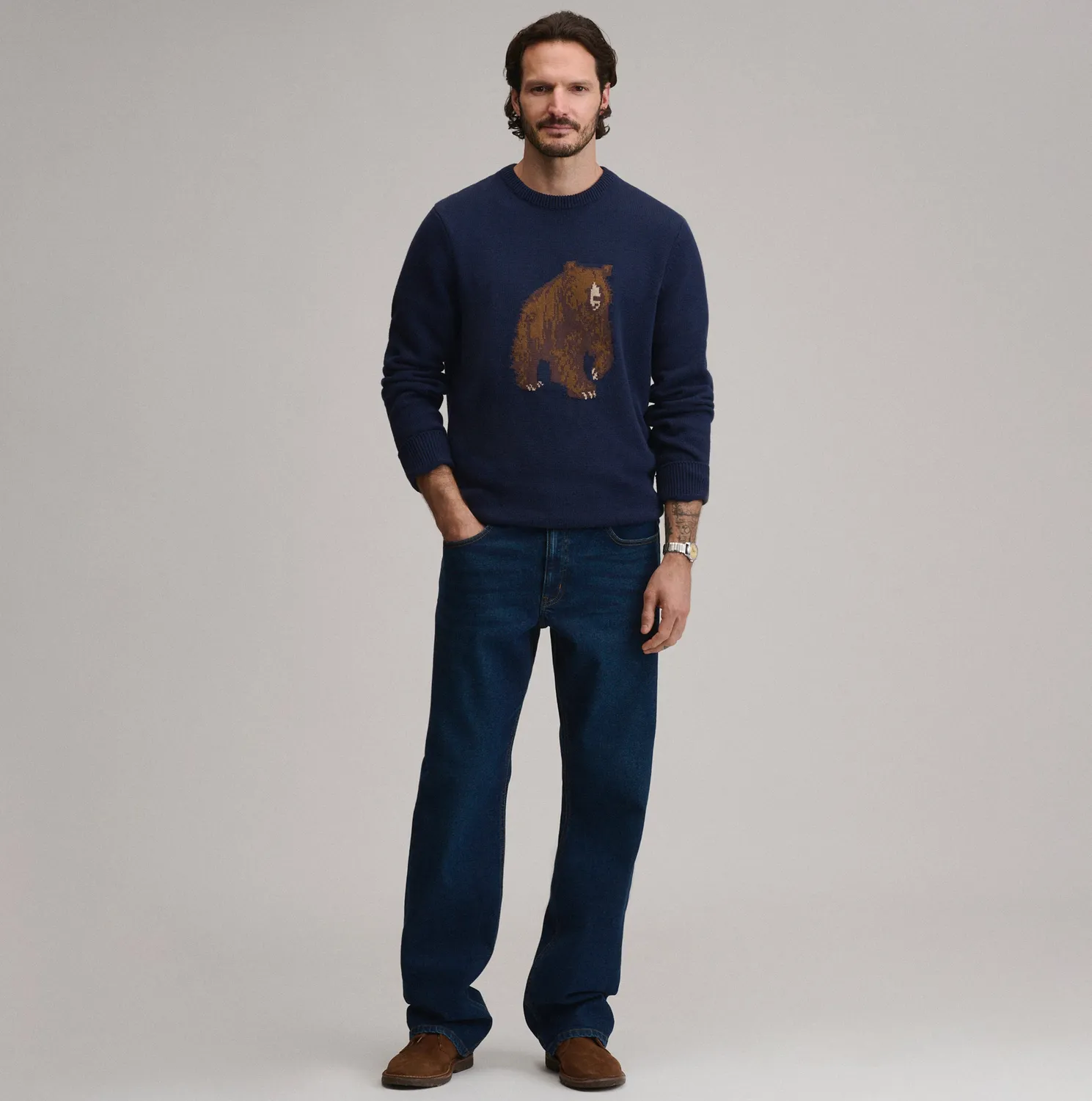 Eddie Bauer Classic Crew Bear pulover barbati Navy