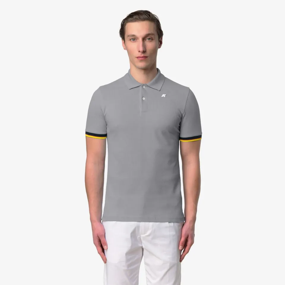 K-Way Vincent Pique Slim polo barbati gri din bumbac