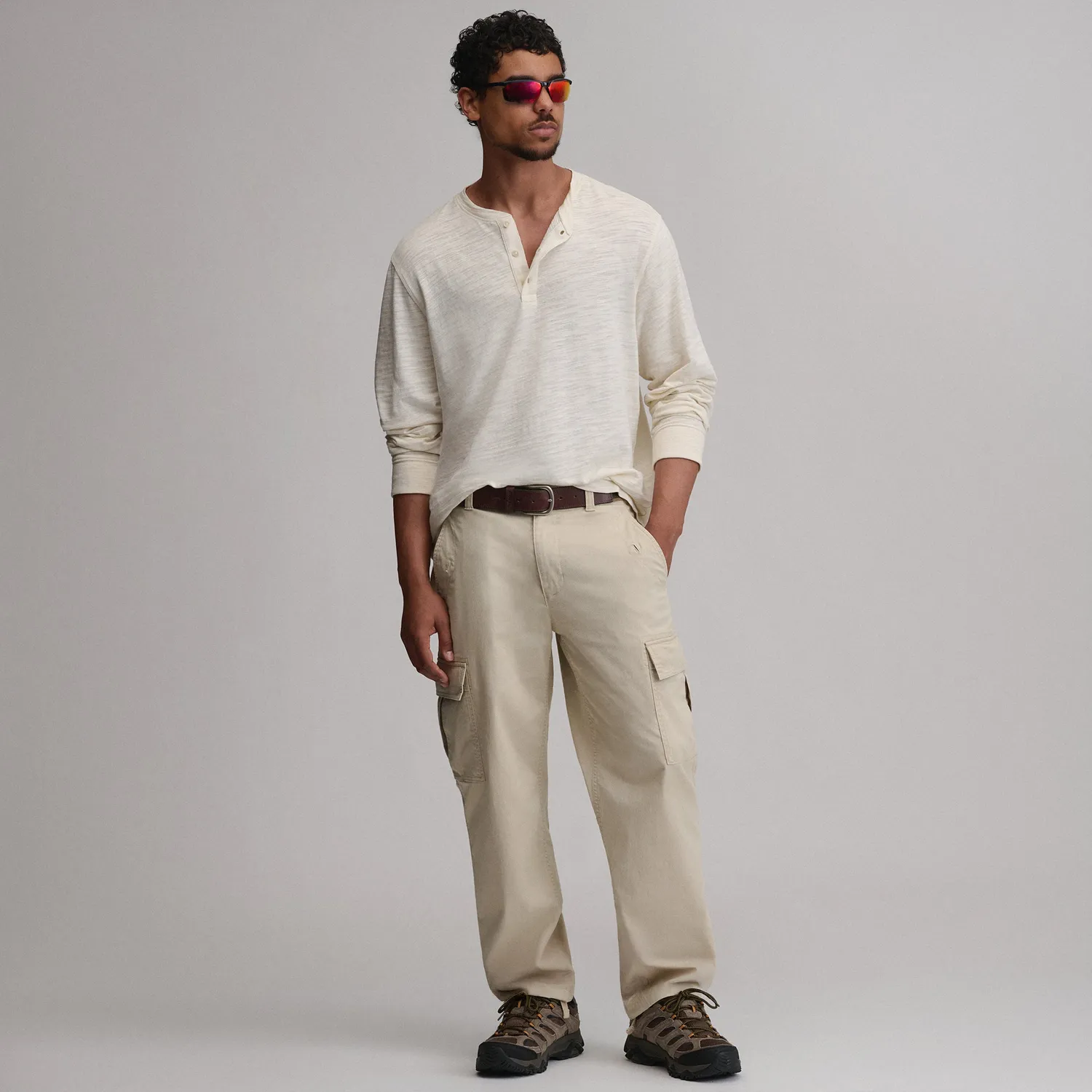 Eddie Bauer Slub Jersey henley bărbați bumbac albastru