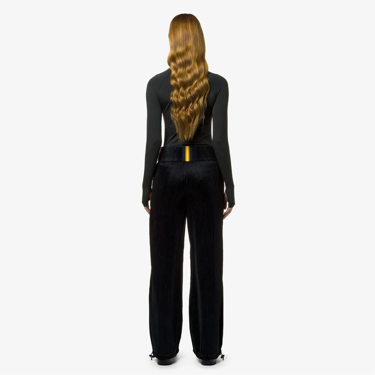 K-Way Baggy Plisse Pantaloni Sport Dama Negru Plisat