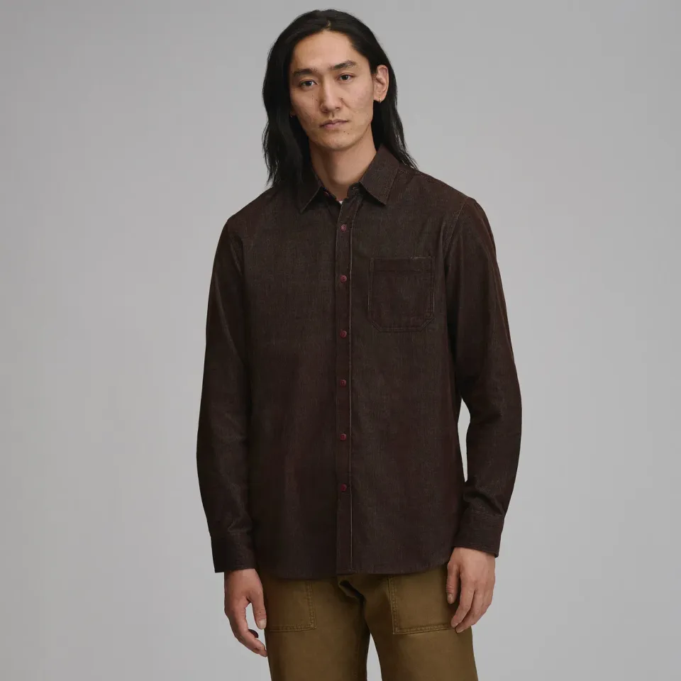 Eddie Bauer Fine Wale cămașă bărbați indigo catifea